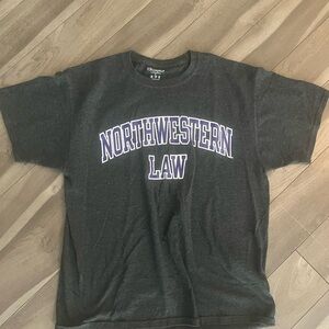 Champion Northwestern Law Gray T-Shirt and Purple Northwestern Sweatshirt